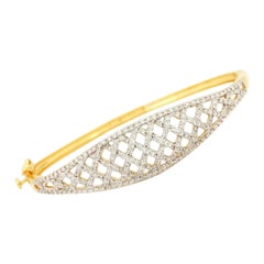 14K Solid Gold Natural Diamond Cage Design Bracelet Handmade