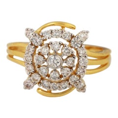 14K Solid Gold Diamond Cocktail Engagement Ring