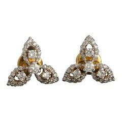 Orecchino con diamante vero in oro giallo 14K