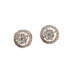 14K White Gold Diamond Earrings Set Stud Solitaire Style