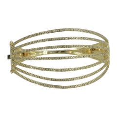 Natural Diamond Cage Shape Handmade Bracelet 14K Solid Gold