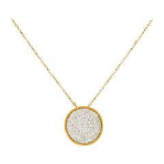 14K Solid Gold Circle Shape Necklace Pendant