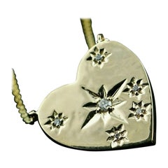 14k Yellow Gold Genuine Diamond Heart Shape Pendant Necklace