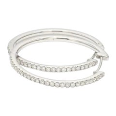 Orecchini a cerchio in oro bianco massiccio 18 carati con diamante naturale fatti a mano