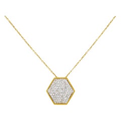Sechseckige Halskette mit Anhänger aus 14K massivem Gold