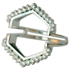 Solitaire Diamond Ring Hexagon Halo Ring Enhancer 14k Gold