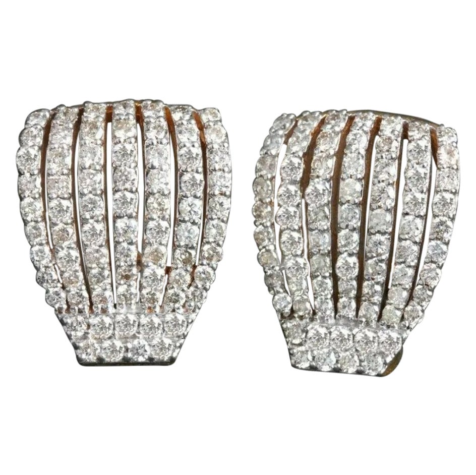 Clous d'oreilles pour femmes en or massif 14 carats et diamants naturels