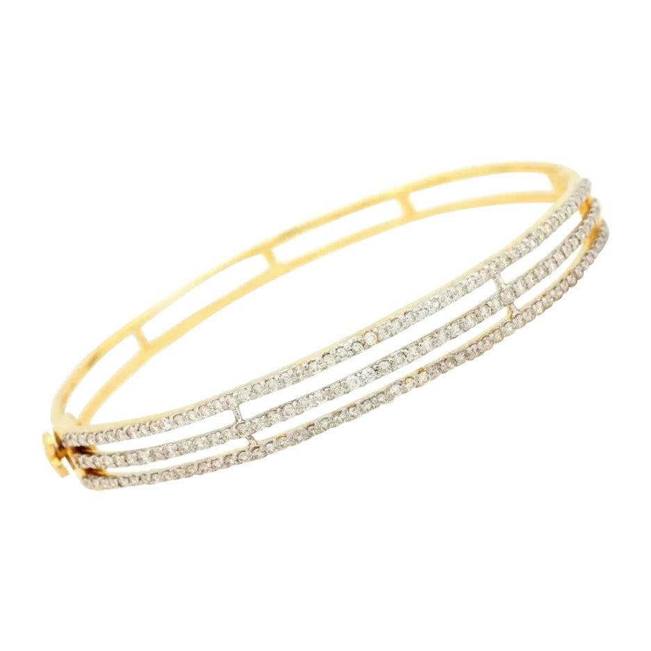 14K Massivgold-Armreif Armreif Armband mit natürlichen Diamanten Designer-Armband im Angebot