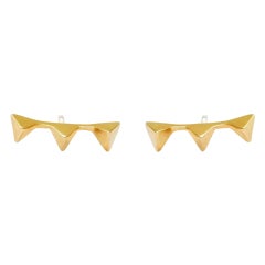 14K Solid Yellow Gold Triplets Earring Studs Minimalist
