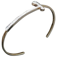 Echtes Diamant-Designer-T-Armband aus 14k massivem Gold