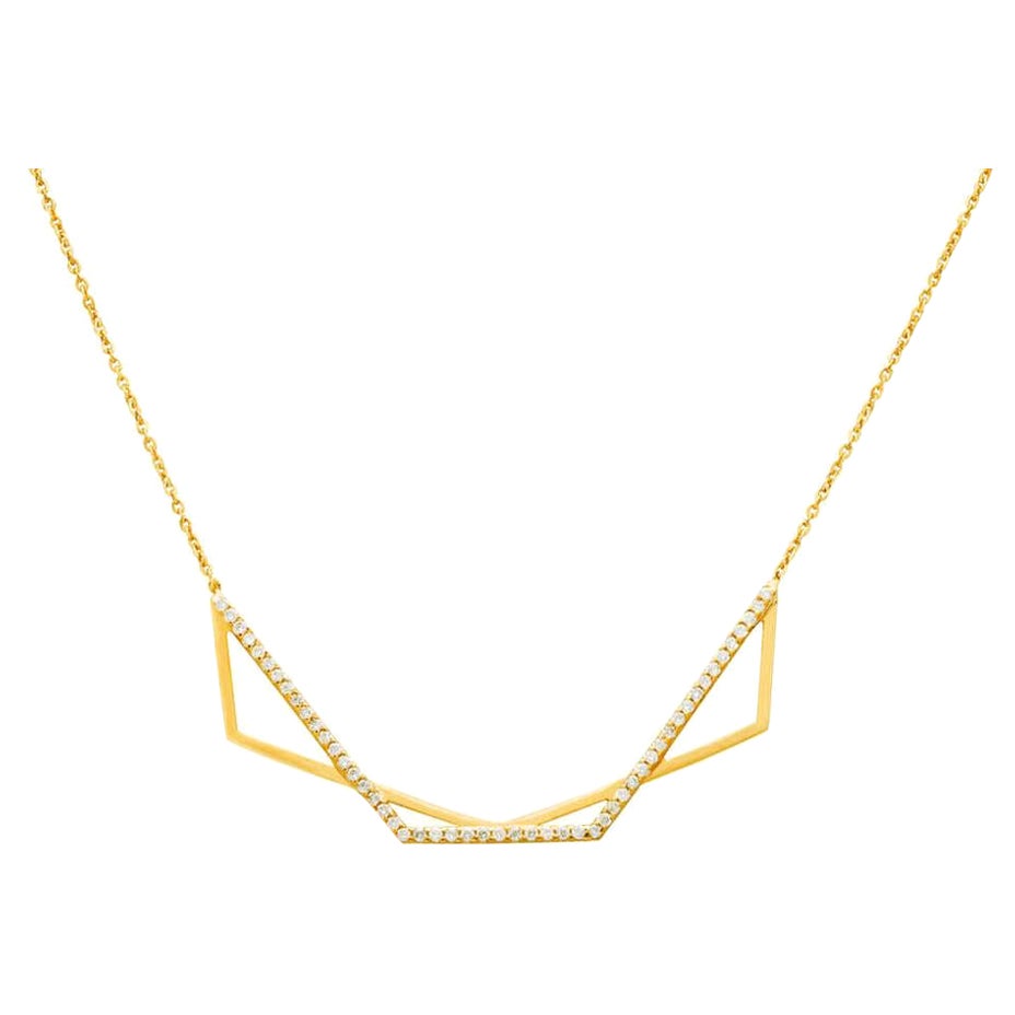 Diamond Bard Necklace 14K Solid Gold Handmade Women