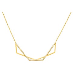Diamond Bard Necklace 14K Solid Gold Handmade Women
