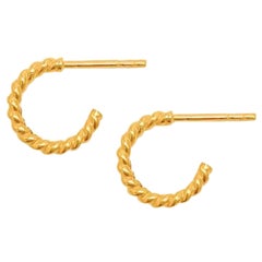 14K Gelbgold gedrehter Huggie-Ohrstecker
