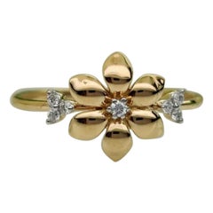 14k Solid Gold Floral Minimalist Diamond Ring