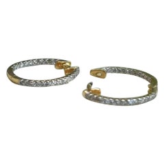 Eternity Diamond Hoop Earring 14K Solid Gold Inside Out Stylish Bridal Earring
