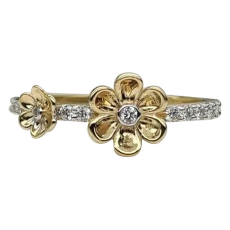 Diamond Flower Band Ring in 14k Solid Gold