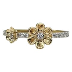 Diamond Flower Band Ring in 14k Solid Gold