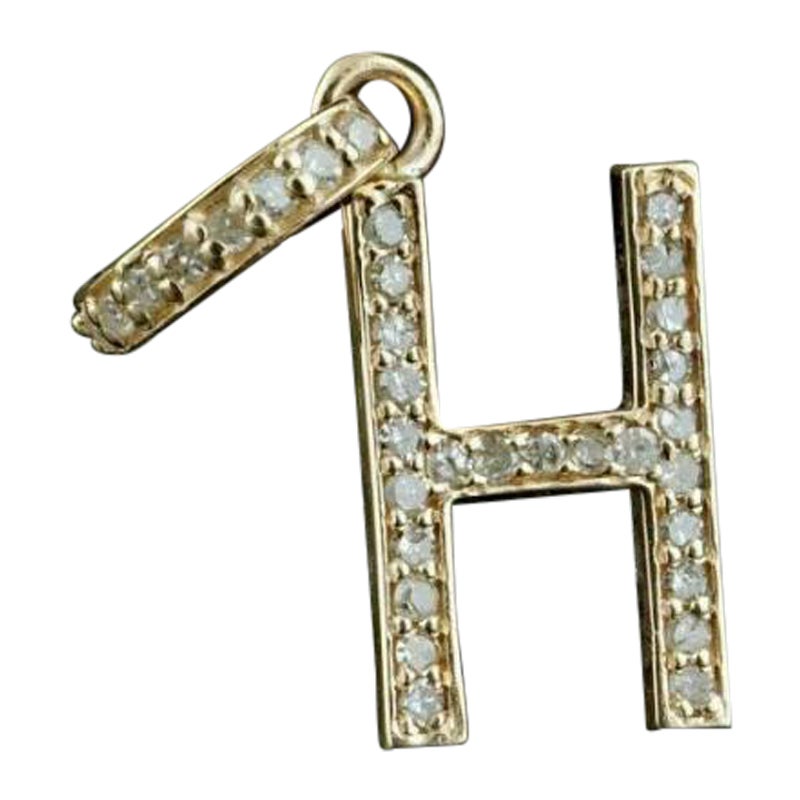 Initial Alphabet Diamond Pendant Necklace Unisex Customized Charm in 14K Yellow