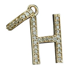 Initial Alphabet Diamond Pendant Necklace Unisex Customized Charm in 14K Yellow