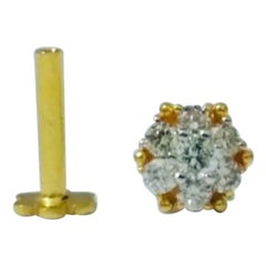 Genuine Diamond Nose Stud Ring in 14k Solid Gold