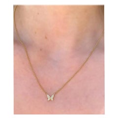 Diamant Winziger Schmetterling PEndant in 14K massivem Gold