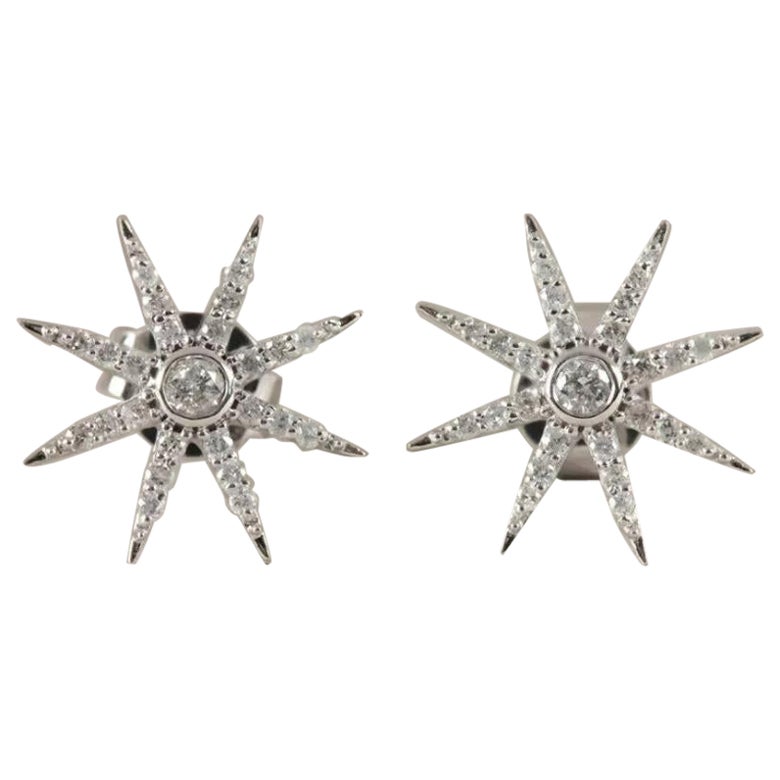 Starburst-Ohrstecker Natürlicher Diamant in 14K Weißgold