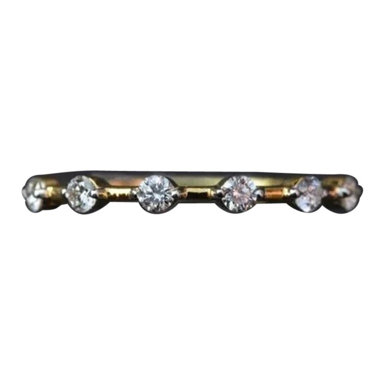 Anillo apilable de diamantes Oro macizo de 14 quilates Alianza de boda delicada Promesa Anillo de oro