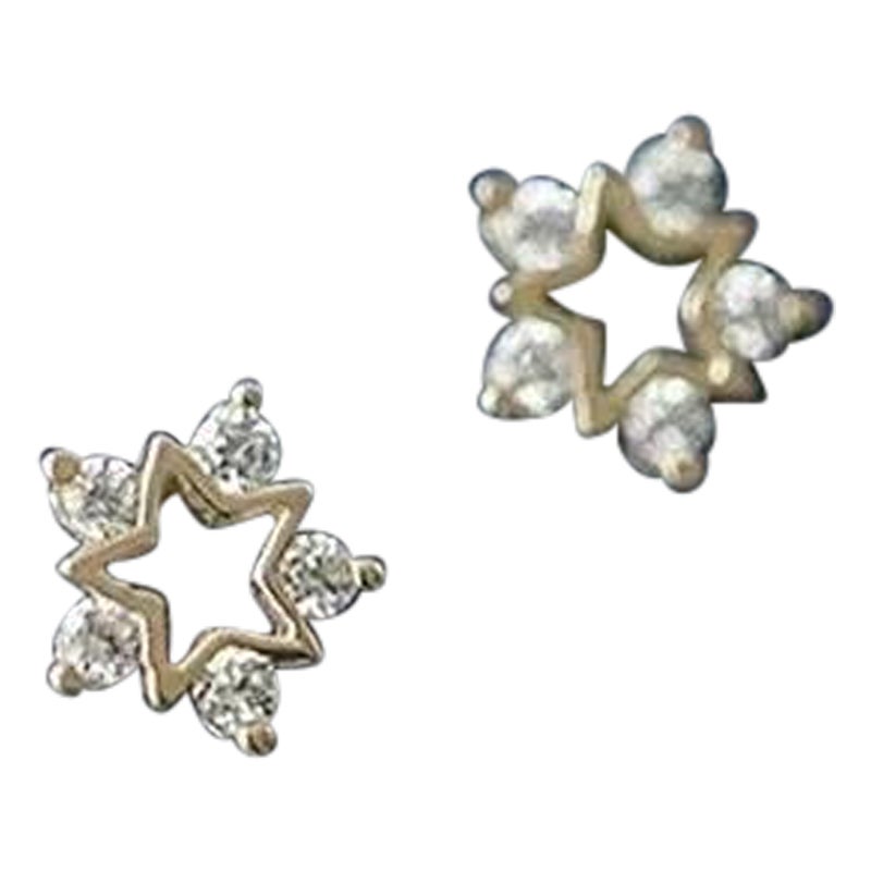 14K Solid Gold Simple Diamond Earring for Women Gold Exquisite For Sale