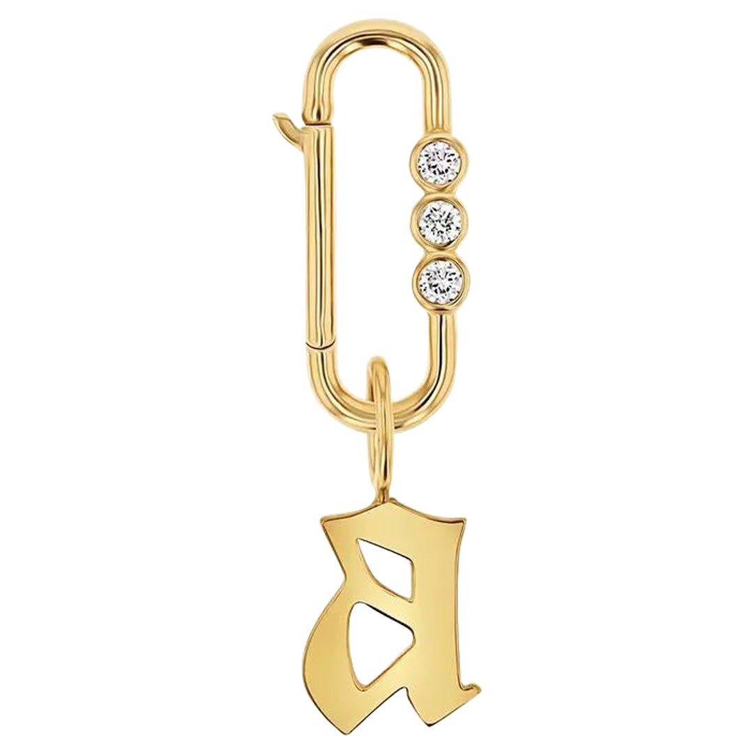Bezel Set Three Diamond Oval Clasps 14K Solid Gold Paper Clip Jewelry