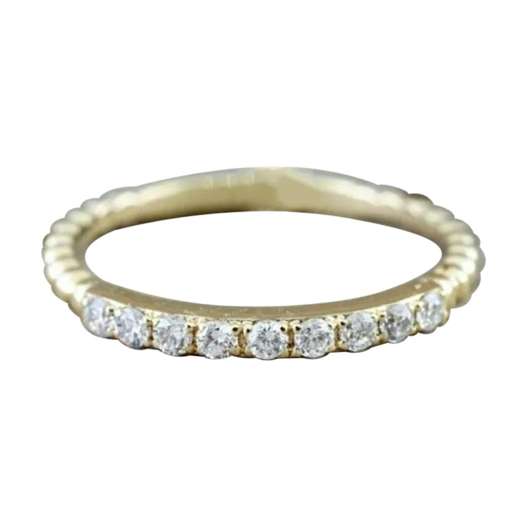 14k Solid Gold Diamond Dainty Round Eternity Band Anniversary Couple Ring Band