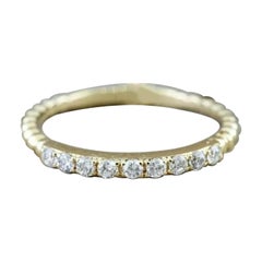 14k Solid Gold Diamond Dainty Round Eternity Band Anniversary Couple Ring Band