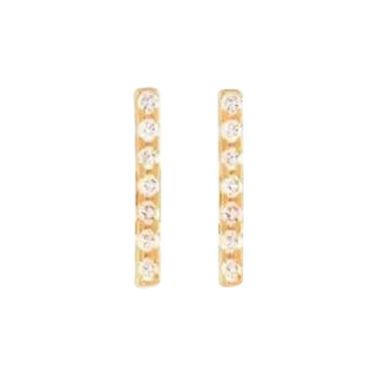 Simple Single Diamond Bar Stud Earring in 14K Solid Gold