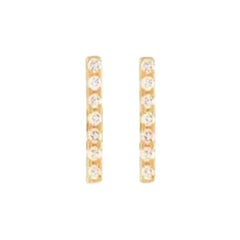 Simple Single Diamond Bar Stud Earring in 14K Solid Gold