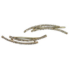 Pendientes Puño de Diamante Natural de Fiesta en Oro Amarillo de 14 K