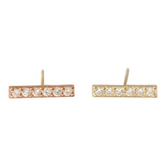 14K Solid Gold Diamant Bar Ohrringe Minimalistisch Bar Ohrstecker Gold