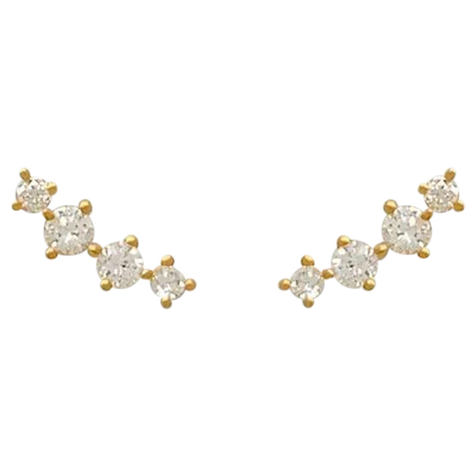 Designer Quad-Diamant-Ohrstecker aus 14K massivem Gold mit Diamanten