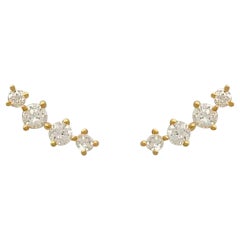 Designer Quad-Diamant-Ohrstecker aus 14K massivem Gold mit Diamanten
