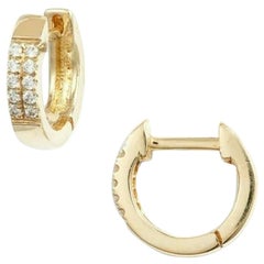 Diamond Hoop Handmade Earrings for Women in 14K Solid Gold