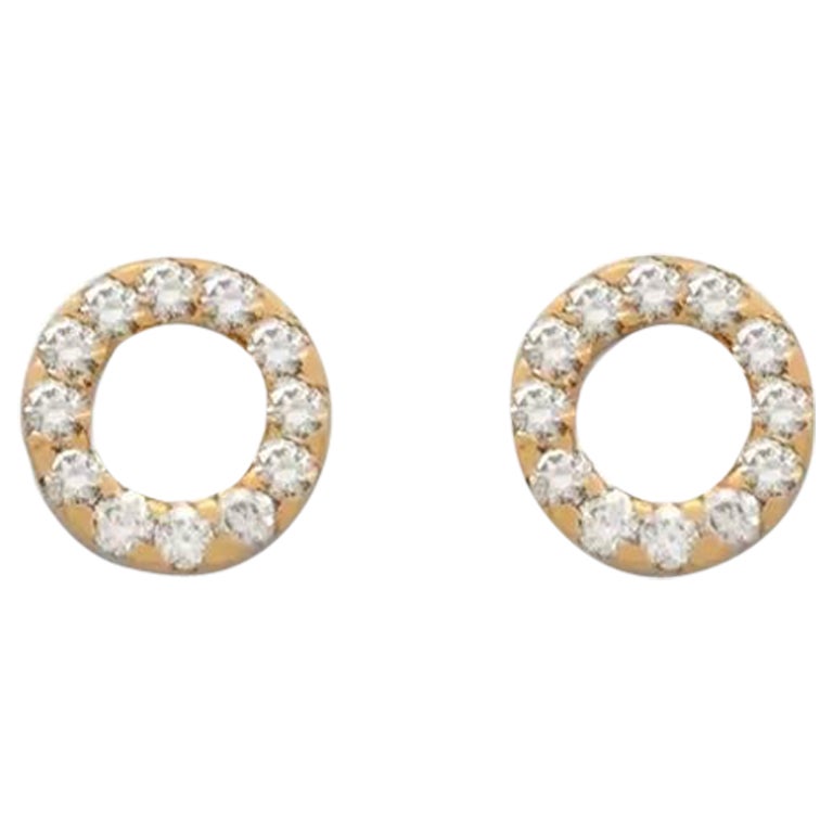 Diamond Minimalist Gold Halo Ear Studs in 14K Solid Gold