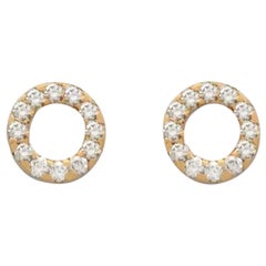 Diamond Minimalist Gold Halo Ear Studs in 14K Solid Gold