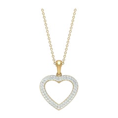 Diamond Open Heart Pendant Necklace in 14k Solid Gold