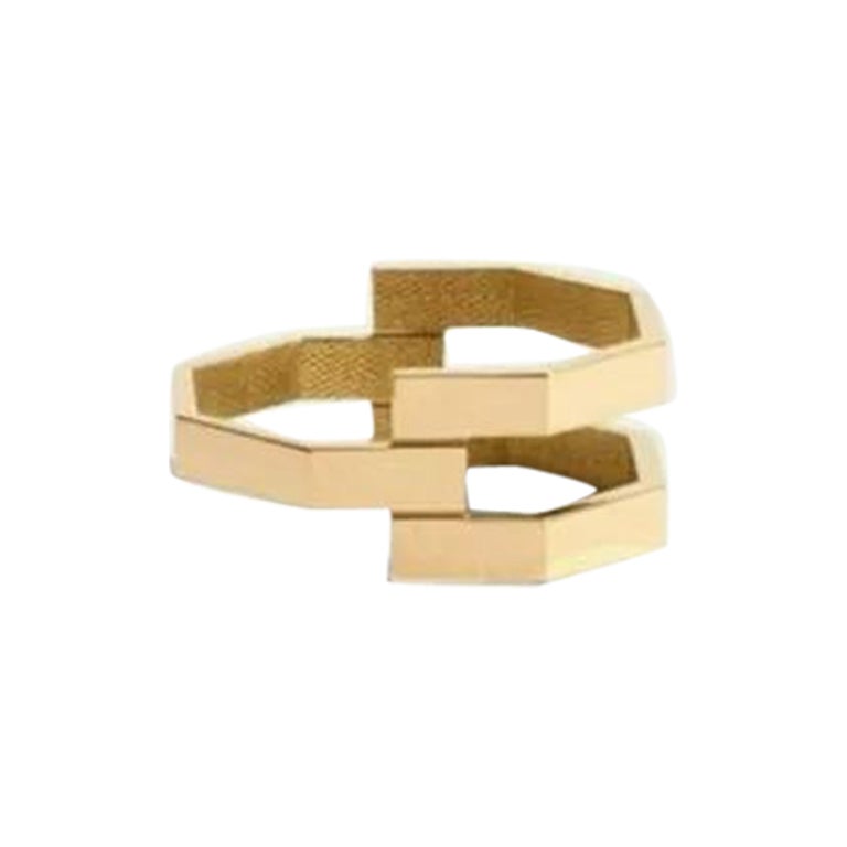 Triple Octagon Gold Ring Minimalist Geometric Design in 14k Solid Gold