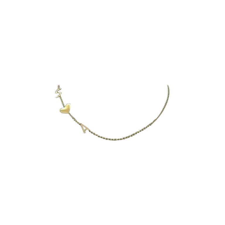 Collier d'initiales personnalisé en or jaune 14 carats