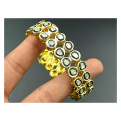 Bracciale a doppia linea con diamanti Polki in argento 925