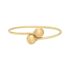 Duo Sphere Flexible Bangle Genuine Diamond Gold Bracelet in 14k Solid Gold