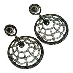 Pave Diamond Spider Web Dangle Earring in 14k Gold 925 Silver ND4