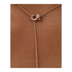 Genuine Diamond Lariat Clover Flower Necklace in 14k Solid Gold
