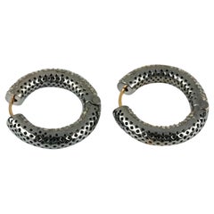 Natural Pave Diamond 14k Gold Hoop 925 Silver Earring NS28