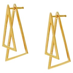 14K Solid Gold Triangle Ear Jacket Earring