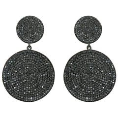 925 Sterling Silver Pave Diamond Round Dangle Earring